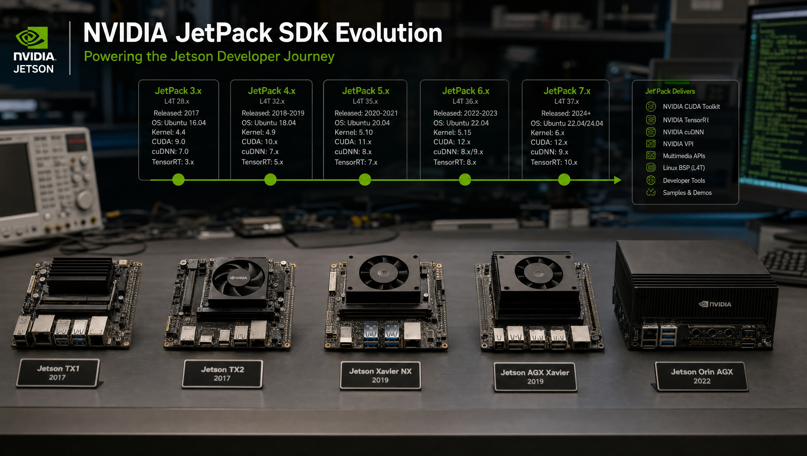 JetPack versions and L4T compatibility matrix visualization, matching BSP versions for NVIDIA Jetson