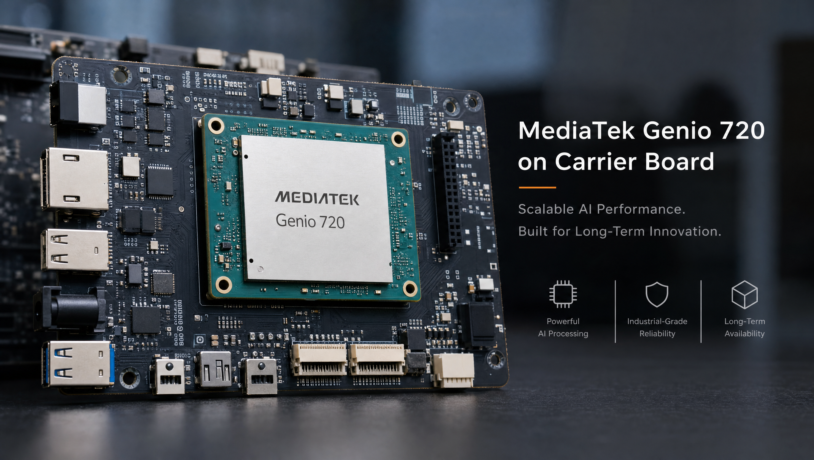 Timeline diagram showing MediaTek Genio SoC availability windows and product lifecycle planning